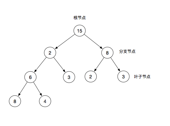 树的根节点、分支结点、叶子结点图示