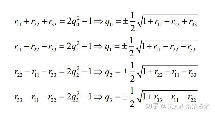 求解四元数时根据的方法就是从四元数转旋转矩阵的公式